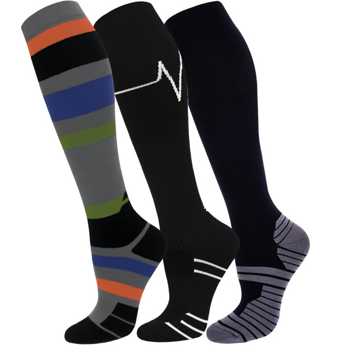 3 Pairs Stretch Compression Socks - Daily Use Support