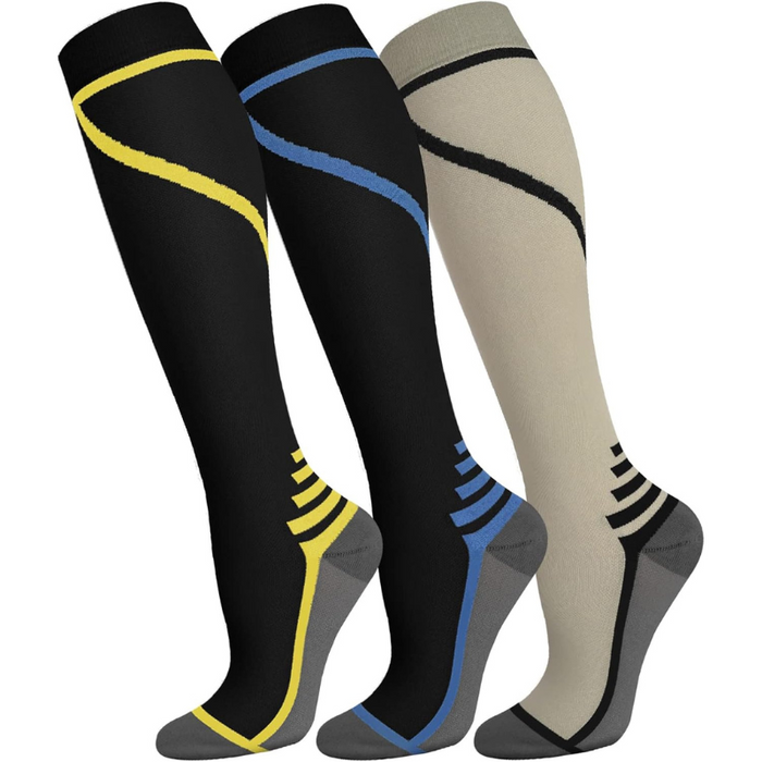 3 Pairs Stretch Compression Socks - Daily Use Support