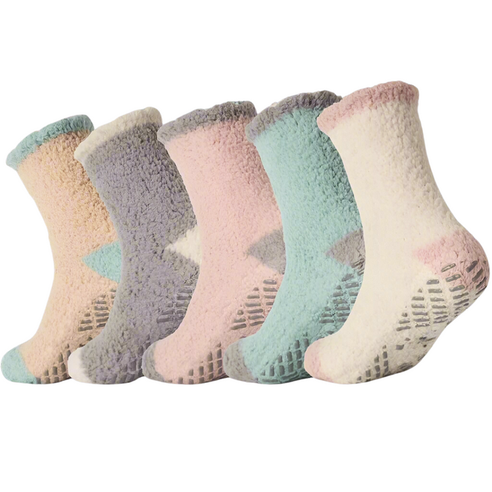 5 Pack Warm Fluffy Diabetic Socks Grippers Comfort and Stability