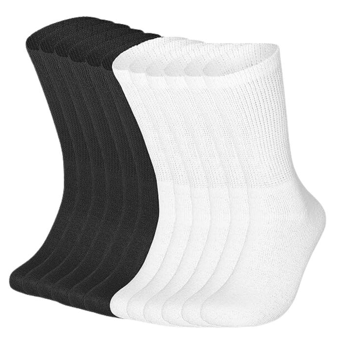 12 Pairs Non Binding Neuropathy Crew Socks