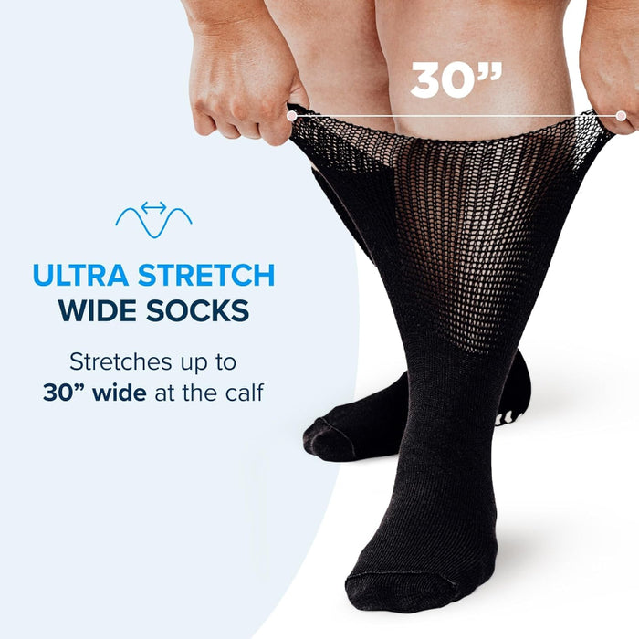 Pack Of 2 Extra Wide Diabetic Non Slip Socks