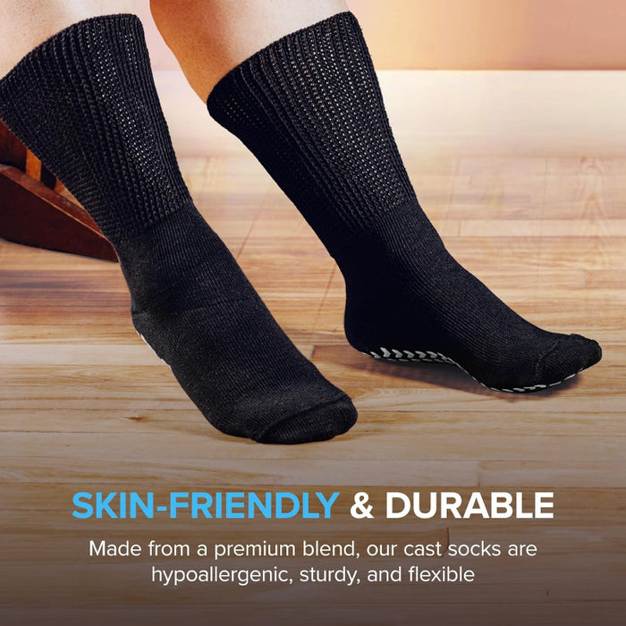 2-Pack Diabetic Non-Slip Socks - Extra Wide Design and Support