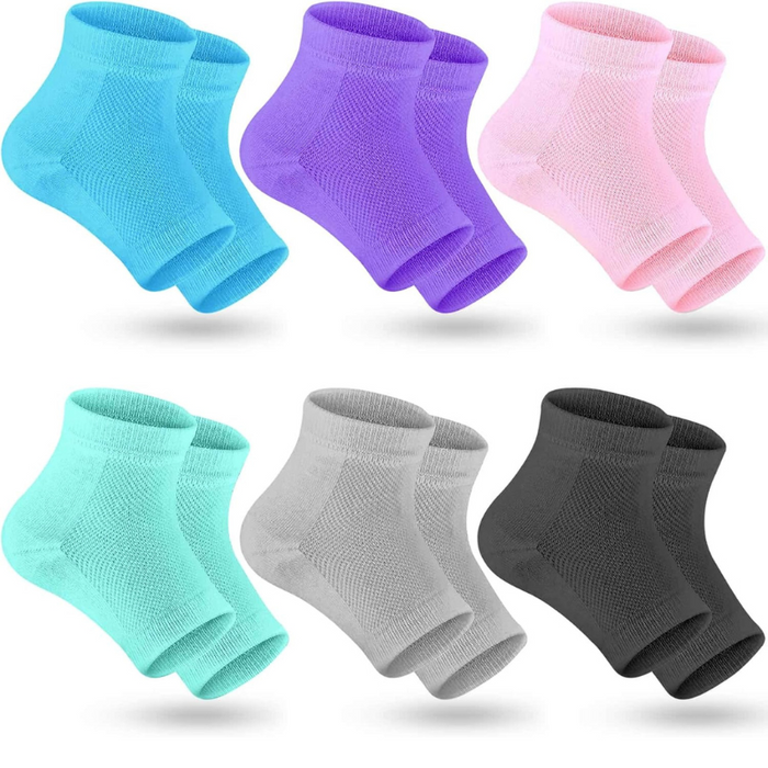 6 Pairs Overnight Care Gel Socks – Hydration and Comfort