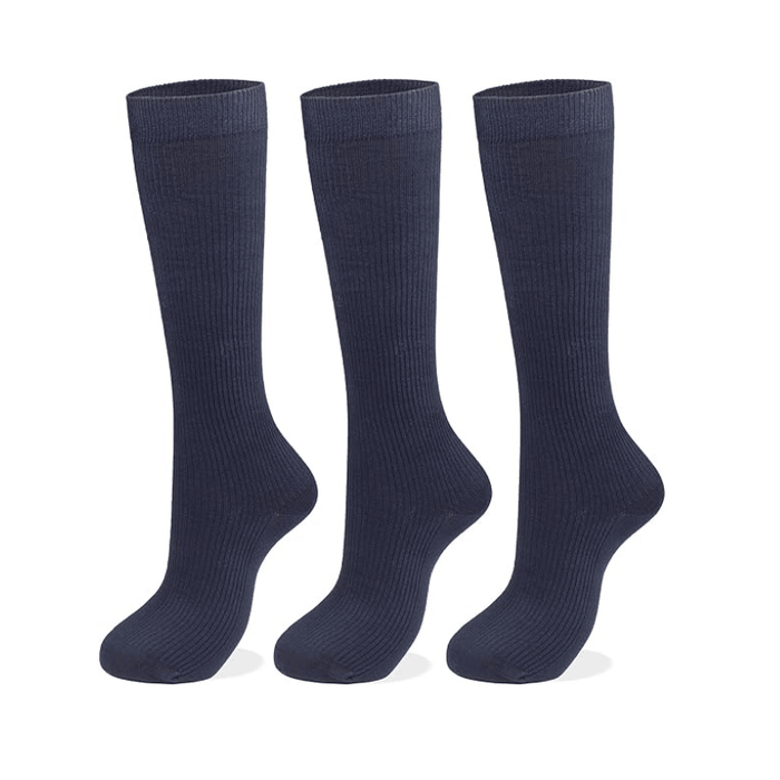 3-Pack Combed Cotton Socks - Ribbed Design And Extra Comfort