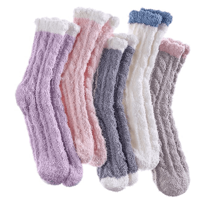 5 Pack Warm Plush Slipper Socks – Cozy Comfort for Cold Days