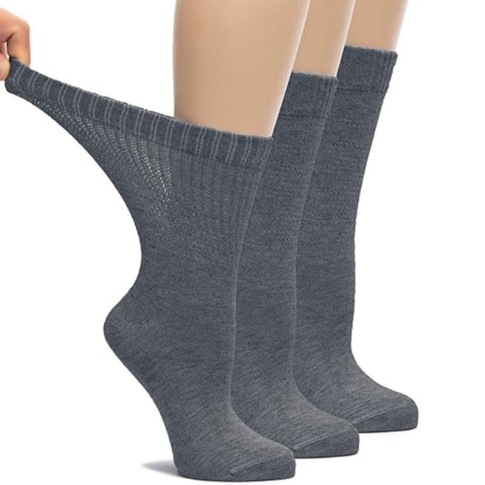 3-Pack Bamboo Crew Diabetic Socks - Loose Fit And Maximum Comfort