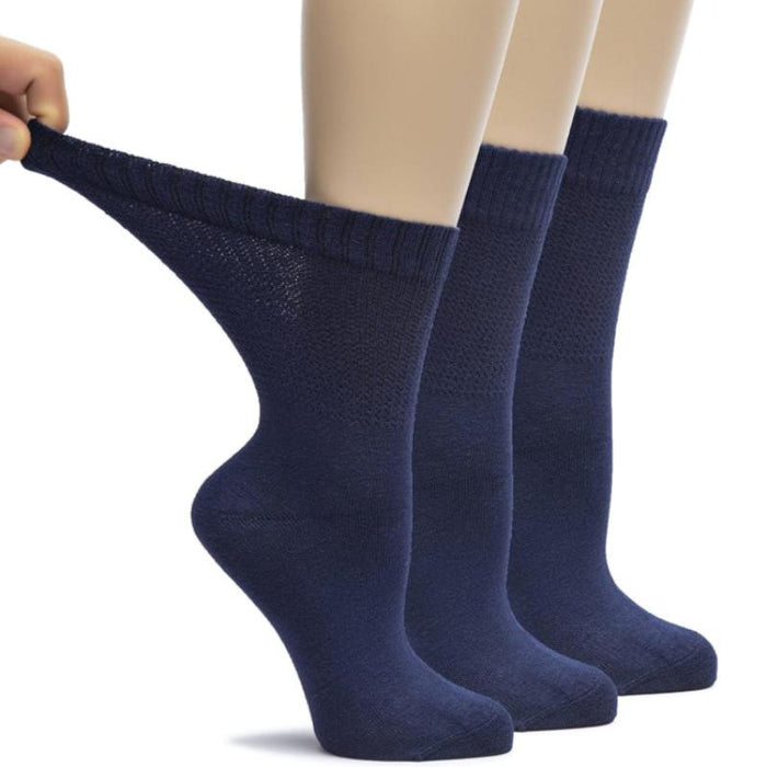 3-Pack Bamboo Crew Diabetic Socks - Loose Fit And Maximum Comfort