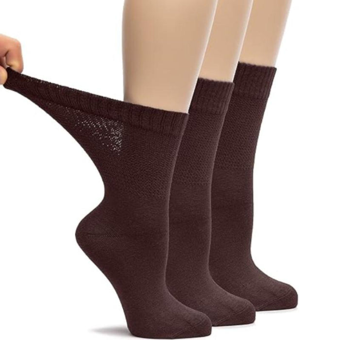 3-Pack Bamboo Crew Diabetic Socks - Loose Fit And Maximum Comfort