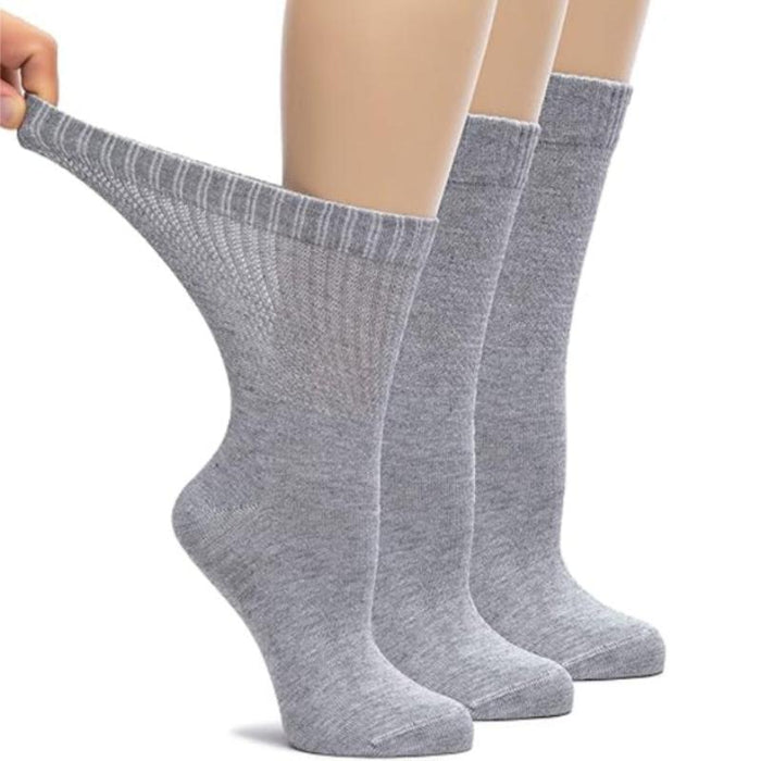 3-Pack Bamboo Crew Diabetic Socks - Loose Fit And Maximum Comfort