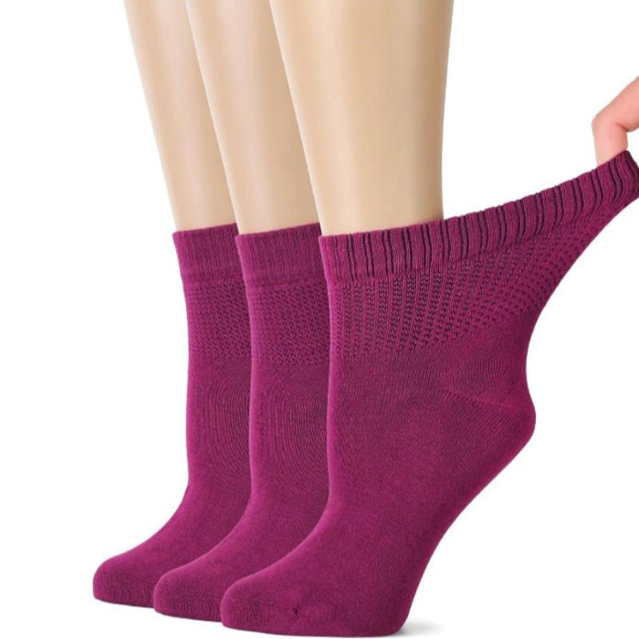 3 Pairs Bamboo Non-Binding Diabetic Socks - Comfort and Freshness