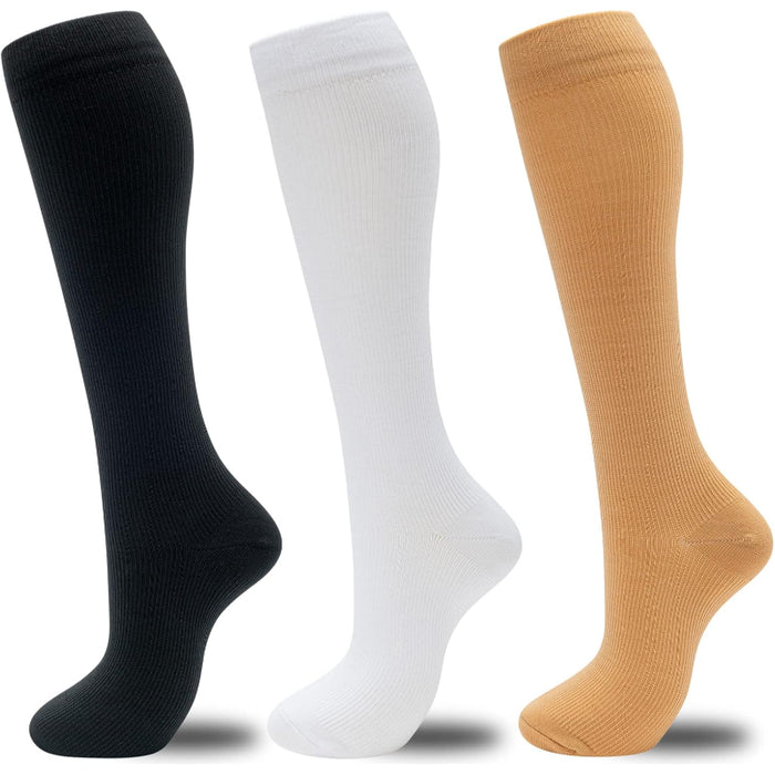 3 Pairs Circulation Support Compression Socks - Comfort and Relief