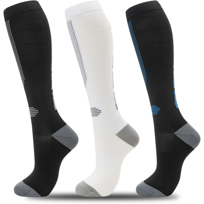 3 Pairs Circulation Support Compression Socks - Comfort and Relief