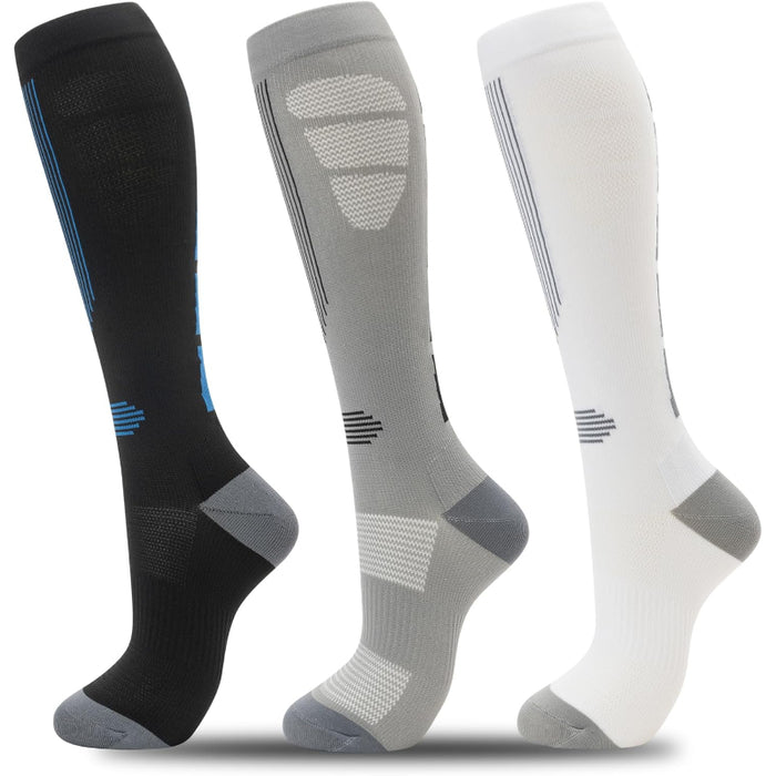 3 Pairs Circulation Support Compression Socks - Comfort and Relief