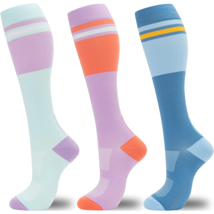 3 Pairs Circulation Support Compression Socks - Comfort and Relief