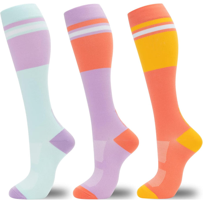 3 Pairs Circulation Support Compression Socks - Comfort and Relief