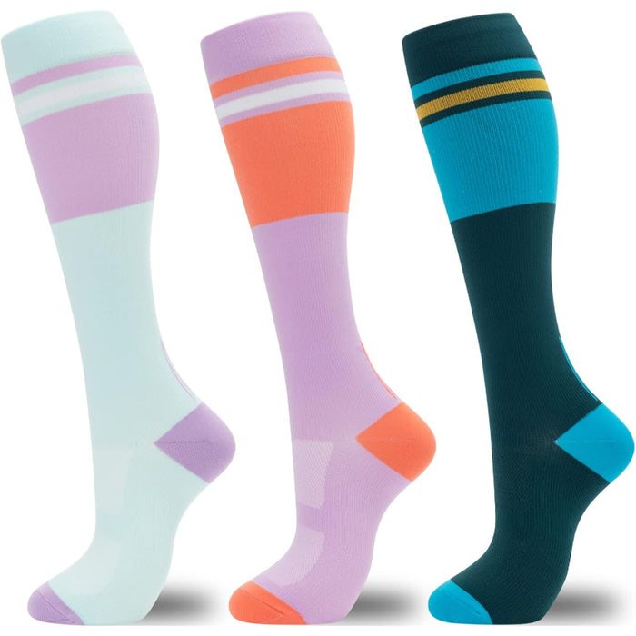 3 Pairs Circulation Support Compression Socks - Comfort and Relief