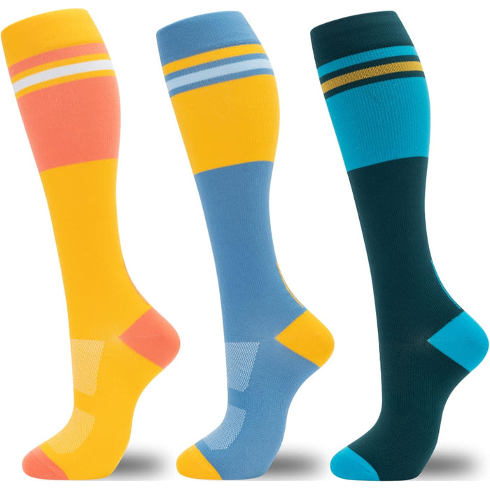 3 Pairs Circulation Support Compression Socks - Comfort and Relief