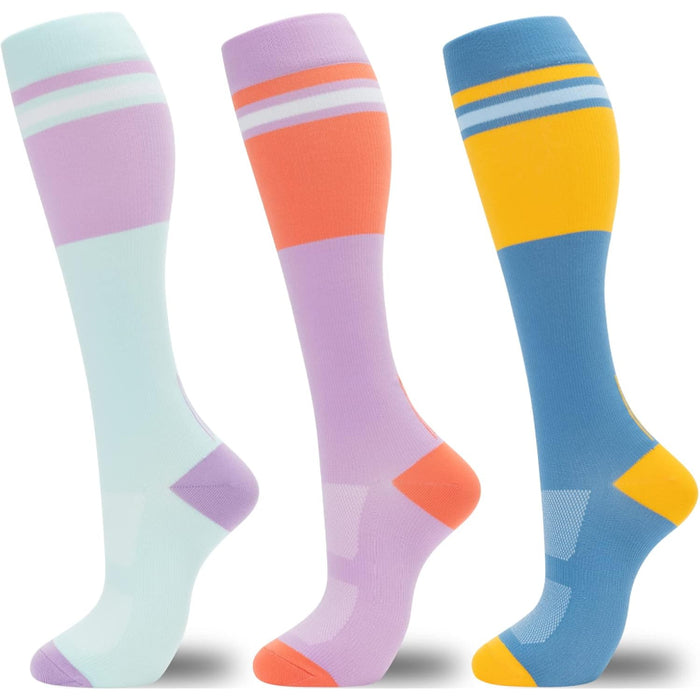 3 Pairs Circulation Support Compression Socks - Comfort and Relief