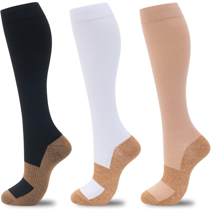 3 Pairs Circulation Support Compression Socks - Comfort and Relief