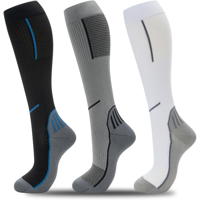 3 Pairs Circulation Support Compression Socks - Comfort and Relief