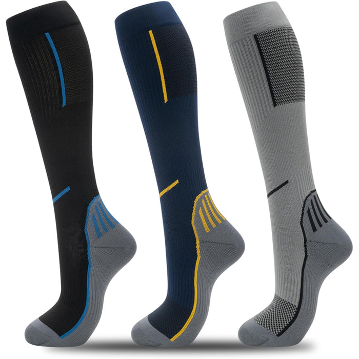 3 Pairs Circulation Support Compression Socks - Comfort and Relief