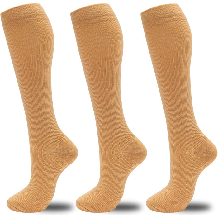 3 Pair Compression Support Socks - Circulation and Comfort