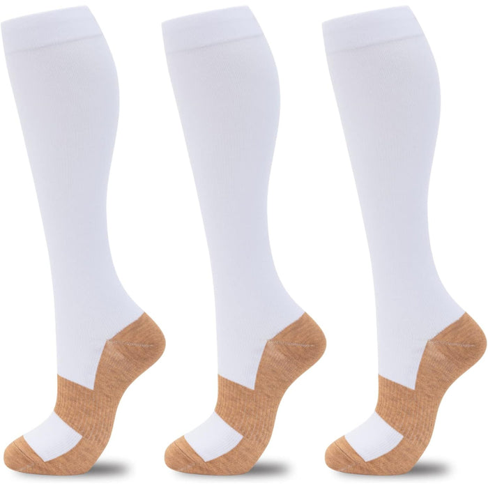 3 Pair Compression Support Socks - Circulation and Comfort