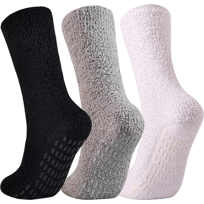 3 Pairs Non Skid Fuzzy Diabetic Socks