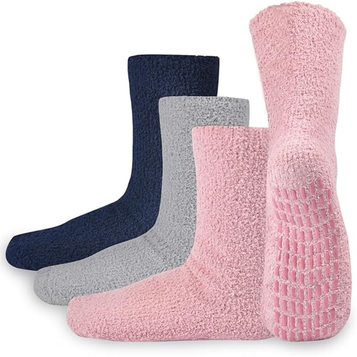 3 Pairs Non Skid Fuzzy Diabetic Socks