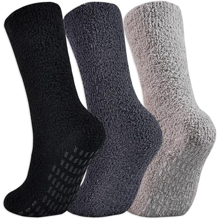 3 Pairs Non Skid Fuzzy Diabetic Socks