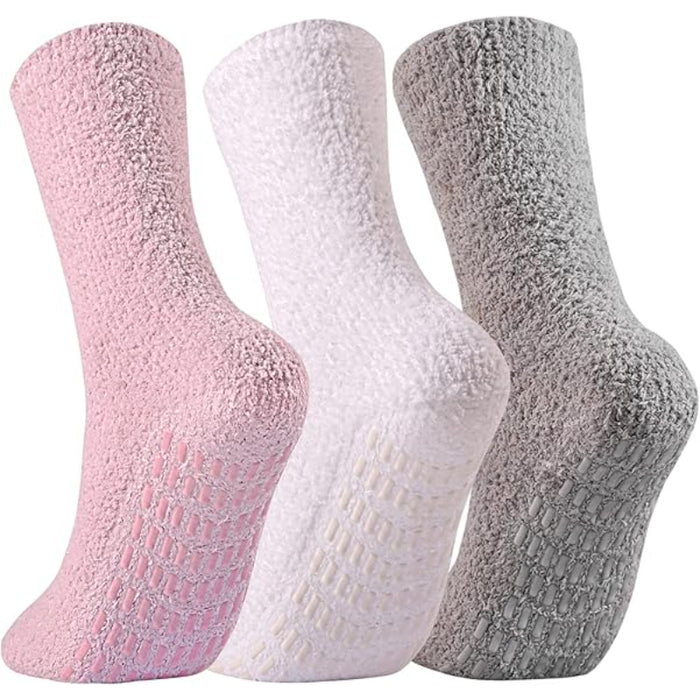 3 Pairs Non Skid Fuzzy Diabetic Socks