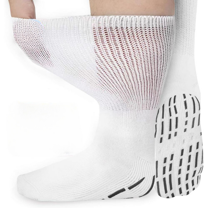 4-Pack Extra Wide Diabetic Socks - Non-Slip and Supportive