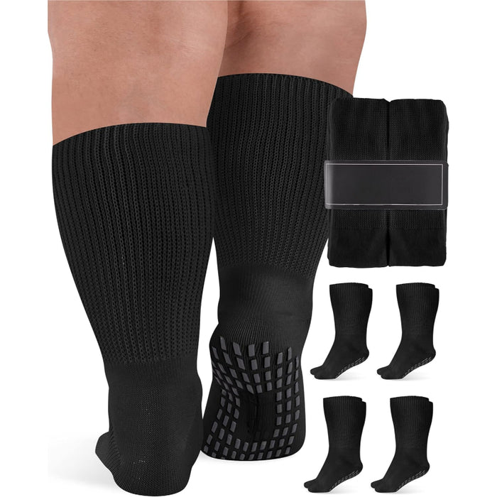 4 Pairs Extra Wide Bariatric Diabetic Socks With Grips