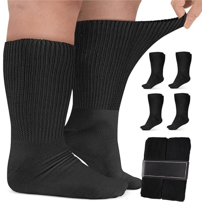 4-Pack Bariatric Diabetic Socks - Extra Wide and Maximum Comfort