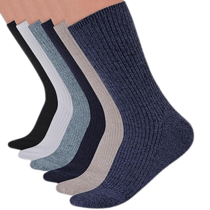 6 Pairs Non Binding Ribbed Crew Neuropathy Socks