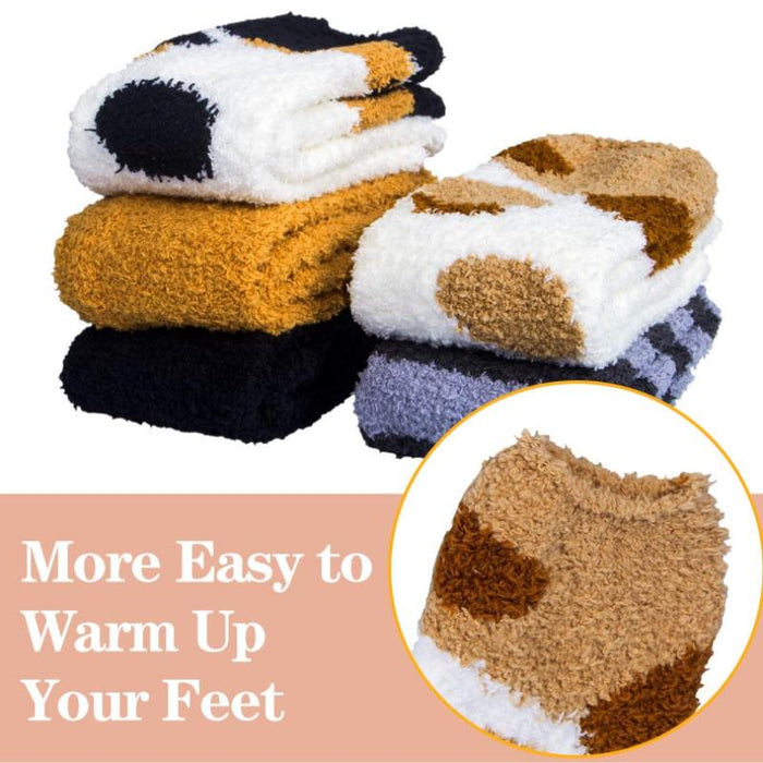 Pack Of 5 Fuzzy Slipper Diabetic Socks