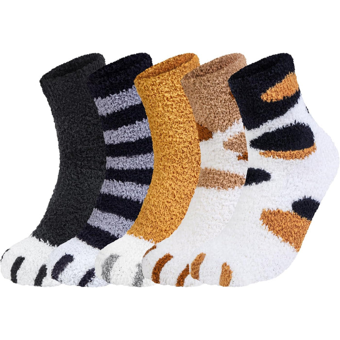 Pack Of 5 Fuzzy Slipper Diabetic Socks