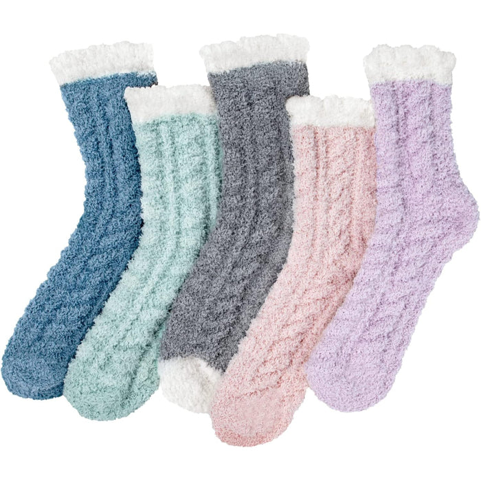 Pack Of 5 Fuzzy Slipper Diabetic Socks