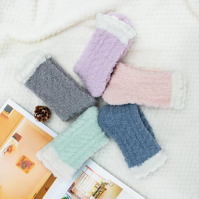 Pack Of 5 Fuzzy Slipper Diabetic Socks