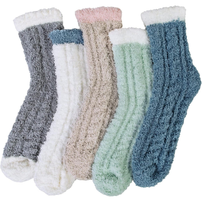 Pack Of 5 Fuzzy Slipper Diabetic Socks