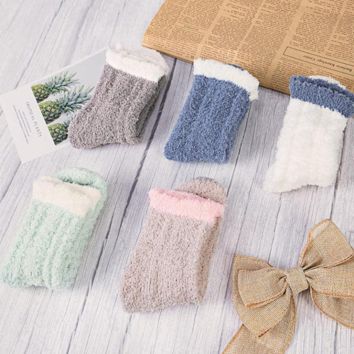 Pack Of 5 Fuzzy Slipper Diabetic Socks