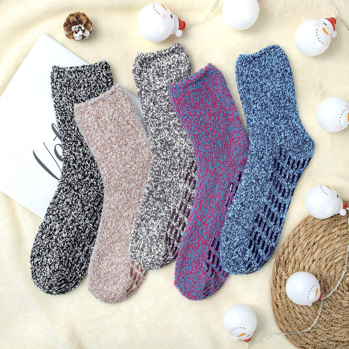 Pack Of 5 Fuzzy Slipper Diabetic Socks