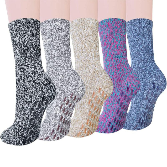 Pack Of 5 Fuzzy Slipper Diabetic Socks