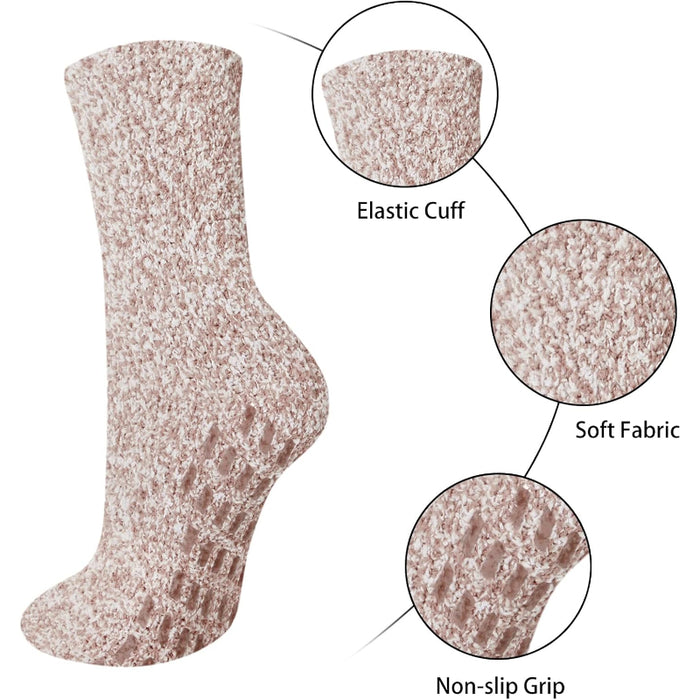 Pack Of 5 Fuzzy Slipper Diabetic Socks