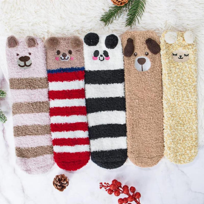 Pack Of 5 Fuzzy Slipper Diabetic Socks