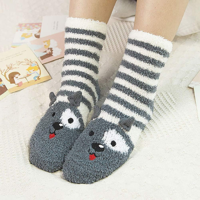 Pack Of 5 Fuzzy Slipper Diabetic Socks