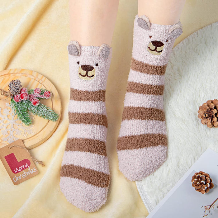 Pack Of 5 Fuzzy Slipper Diabetic Socks