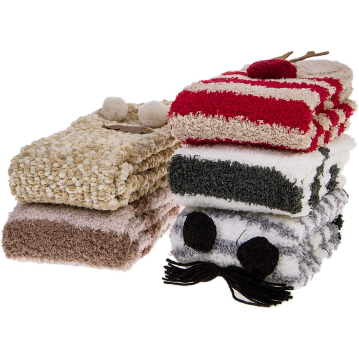 Pack Of 5 Fuzzy Slipper Diabetic Socks