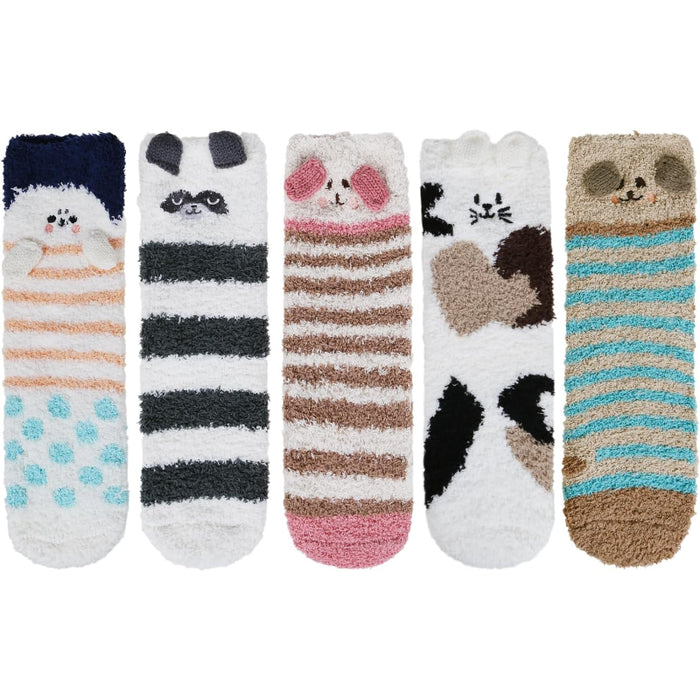 Pack Of 5 Fuzzy Slipper Diabetic Socks