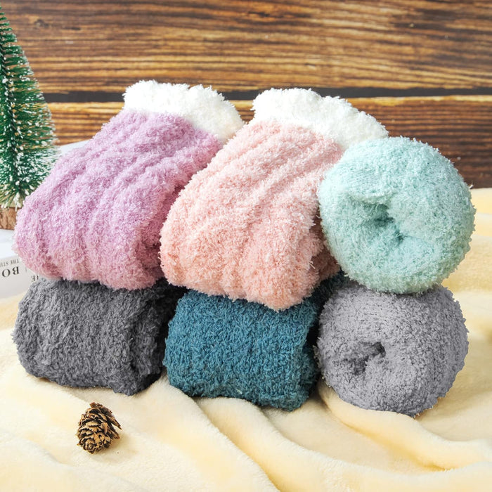 Pack Of 5 Fuzzy Slipper Diabetic Socks